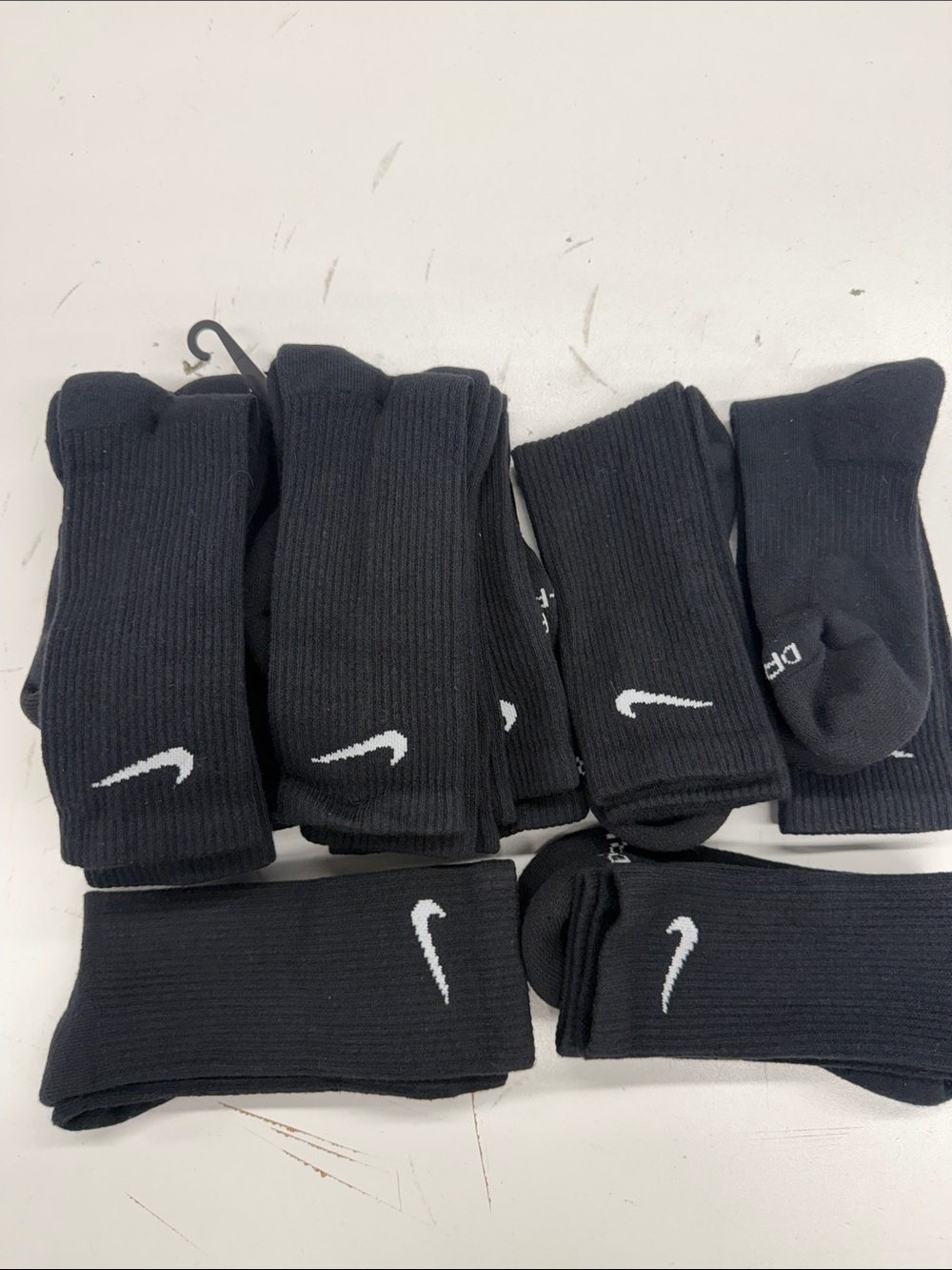 Nike Black Crew Everyday Plus Socks Swoosh - Multipack 10 Pairs Mens 6-8